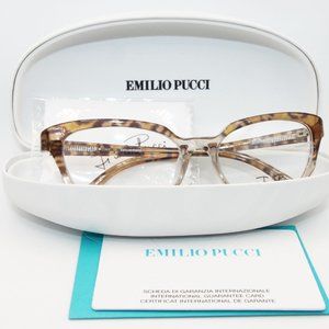 NEW EMILIO PUCCI EP2657 51-16-130 904 CLEAR BROWN CAT EYE EYEGLASSES